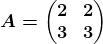 A=\left(\beginmatrix 2&2\\ 3&3 \endmatrix\right)